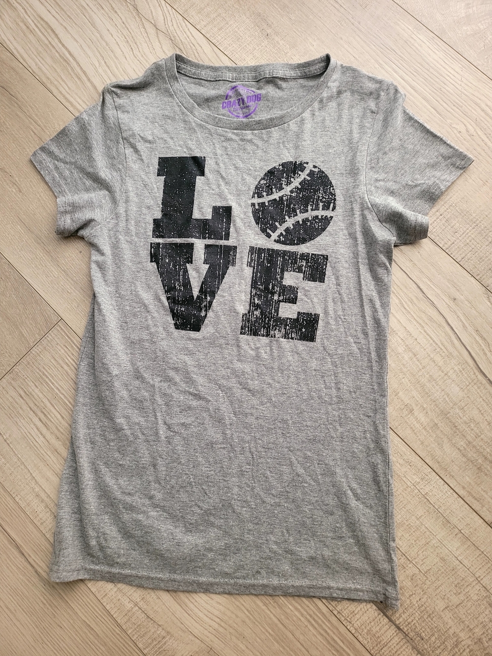 Crazy Dog T-Shirts Gray 'LOVE' Graphic Short Sleeve Tee